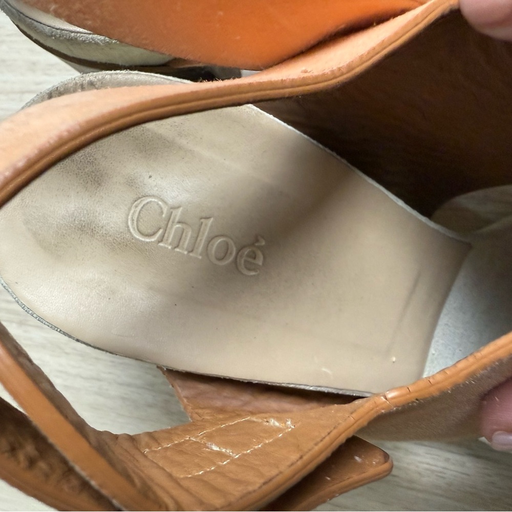 Chloe - Peach Suede Slingback Block Heel Sandals - Sz 39.5 - Picture 3 of 7
